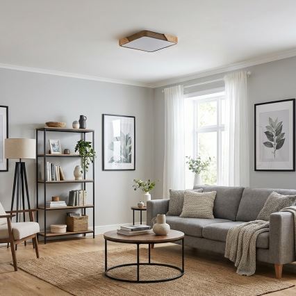 BRILAGI - димируемо LED таванно осветително тяло PILANA SQUARE LED/48W/230V 3000-6500K дъб/бежово 42x42 cm + дистанционно управление