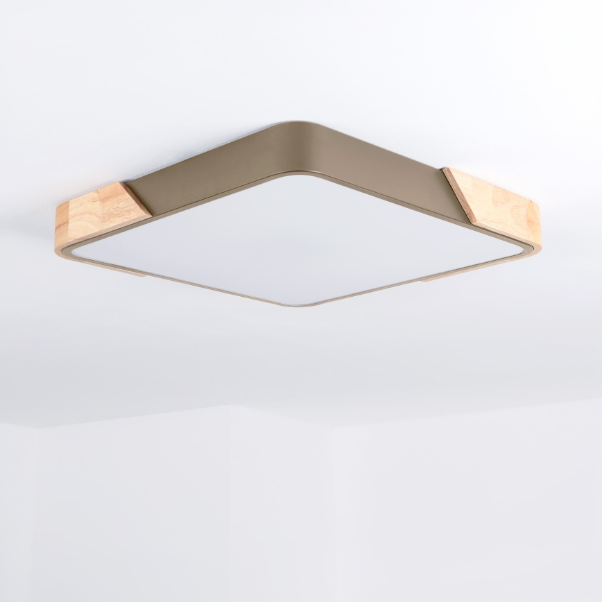 BRILAGI - димируемо LED таванно осветително тяло PILANA SQUARE LED/48W/230V 3000-6500K дъб/бежово 42x42 cm + дистанционно управление