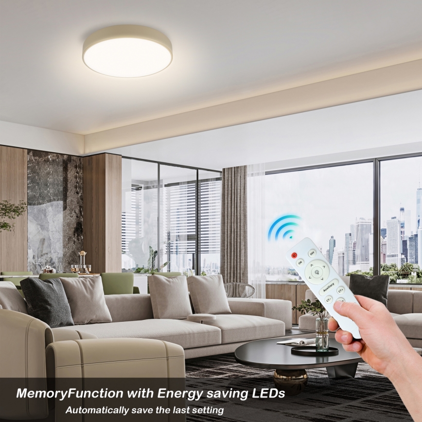 Brilagi - Димируемо LED таванно осветително тяло POOL LED/36W/230V 3000-6000K Ø 30 cm бежово + дистанционно управление