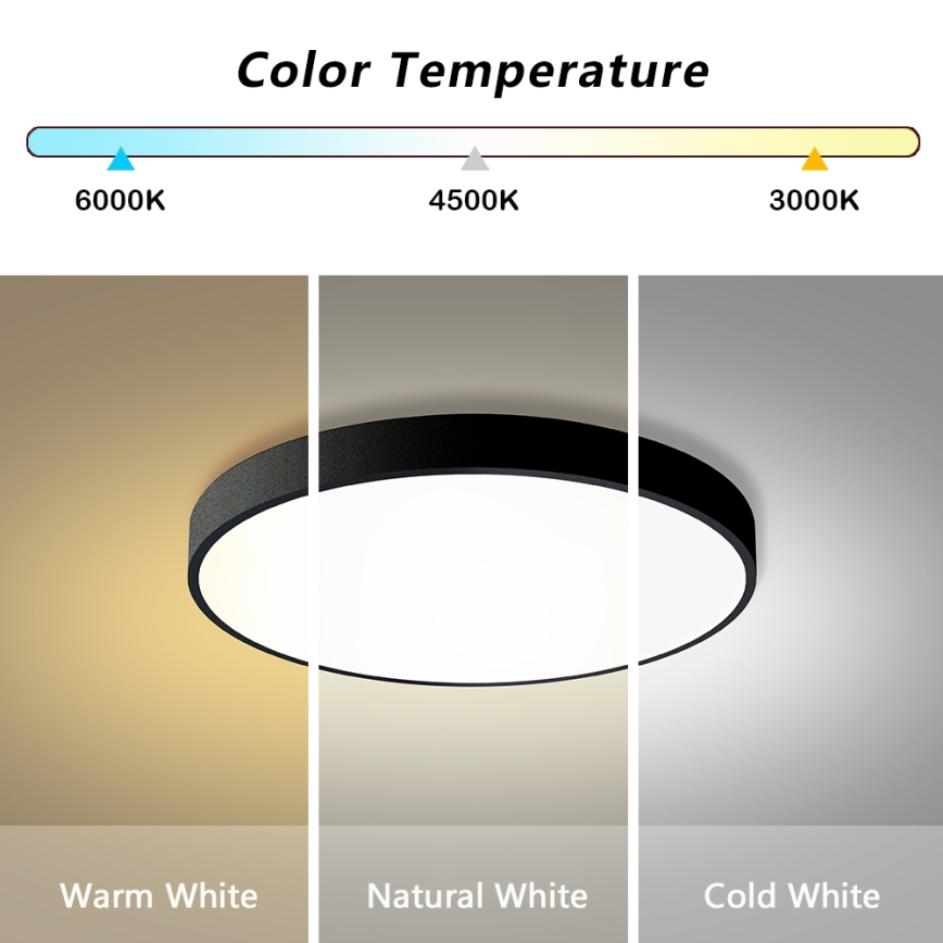 Brilagi - LED димируемо таванно осветително тяло POOL LED/60W/230V 3000-6000K Ø 60 см черно + дистанционно управление