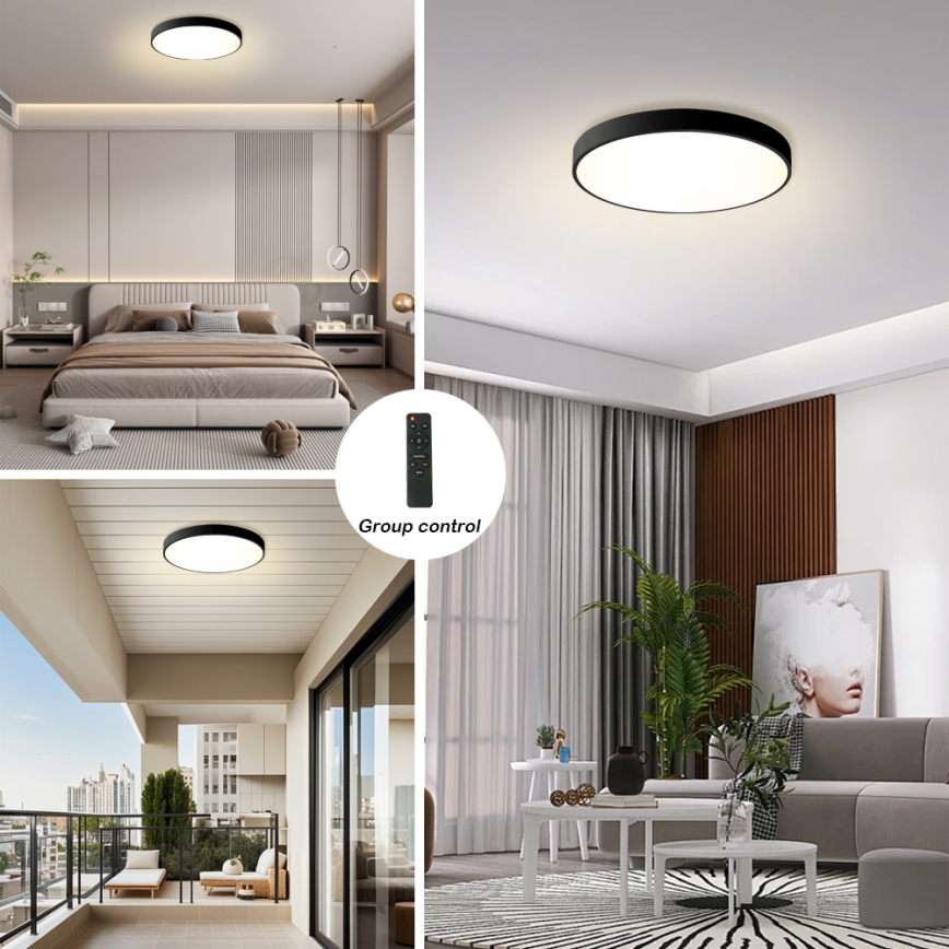 Brilagi - LED димируемо таванно осветително тяло POOL LED/60W/230V 3000-6000K Ø 60 см черно + дистанционно управление