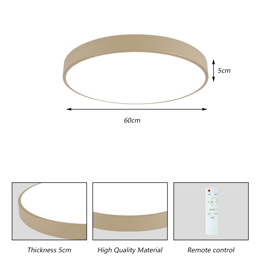 Brilagi - LED димируемо таванно осветително тяло POOL LED/60W/230V 3000-6000K Ø 60 см бежово + дистанционно управление