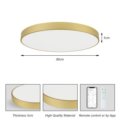 Brilagi - LED димируемо таванно осветително тяло POOL SMART LED/100W/230V 3000-6000K 80 cm златисто Wi‑Fi Tuya + дистанционно управление