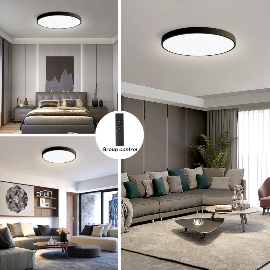 Brilagi - Димируема LED таванна лампа POOL SMART LED/100W/230V 3000-6000K пр. 80 см Wi-Fi Tuya черна + дистанционно управление