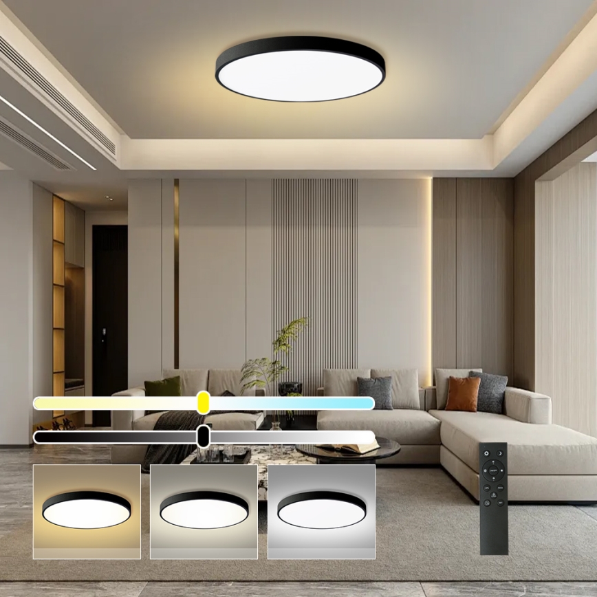 Brilagi - Димируемо LED таванно осветително тяло POOL SMART LED/128W/230V 3000-6000K диаметър 100 см Wi-Fi Tuya черно + дистанционно управление