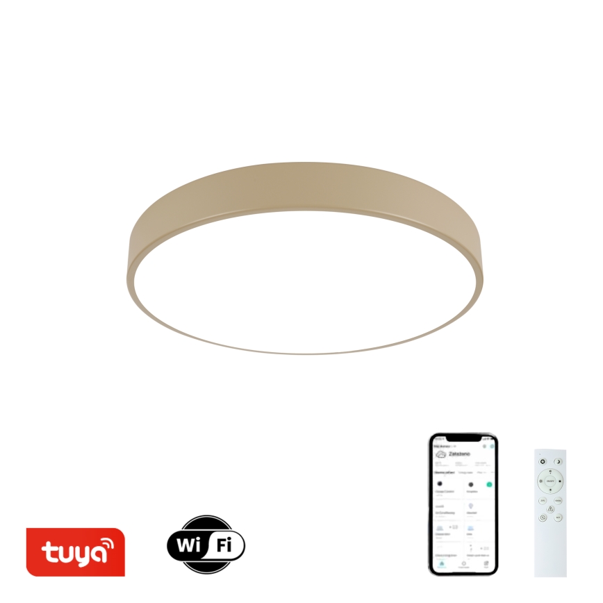 Brilagi - Димируемо таванно LED осветително тяло POOL SMART LED/48W/230V 3000-6000K Ø 40 см Wi-Fi Tuya бежово + дистанционно управление