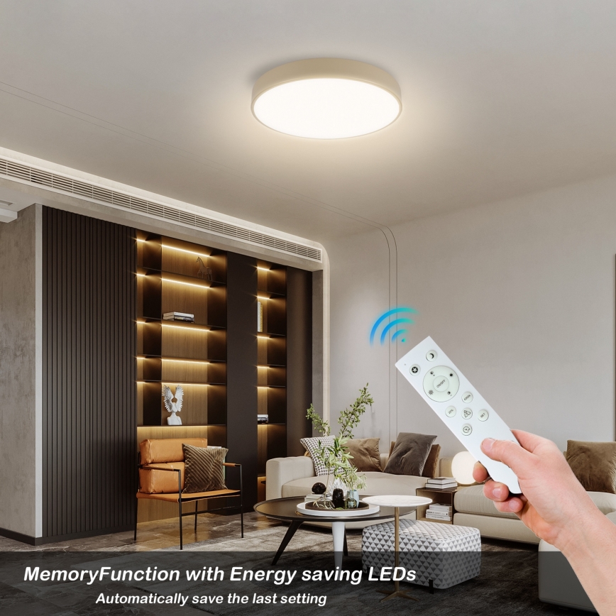 Brilagi - LED димируемо таванно осветително тяло POOL SMART LED/48W/230V 3000-6000K Ø 40 см Wi-Fi Tuya бежово + дистанционно управление