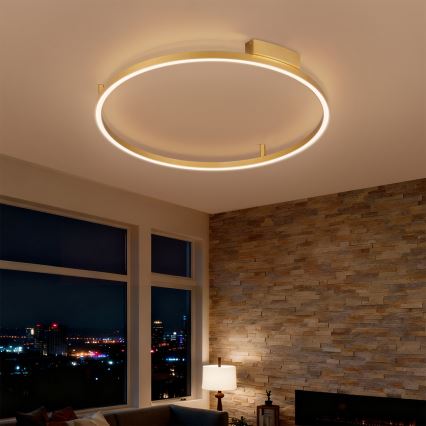 Brilagi - димируем LED таванен плафон PORTOFINO LED/60W/230V 3000-6000K pr. 80 cm златен + дистанционно управление