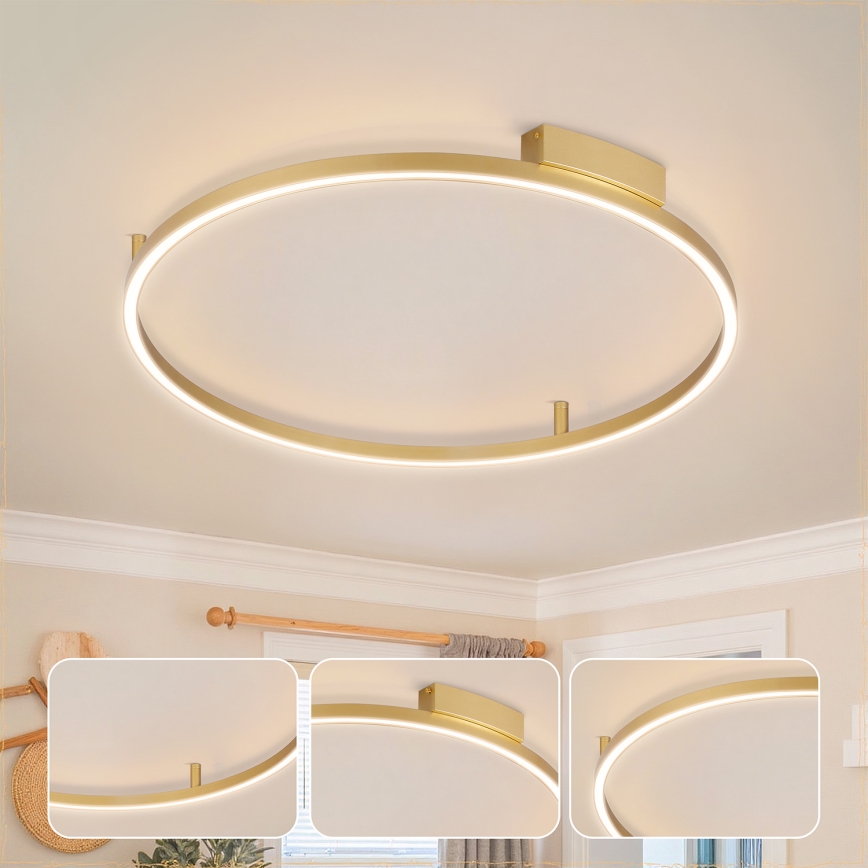 Brilagi - димируем LED таванен плафон PORTOFINO LED/60W/230V 3000-6000K pr. 80 cm златен + дистанционно управление