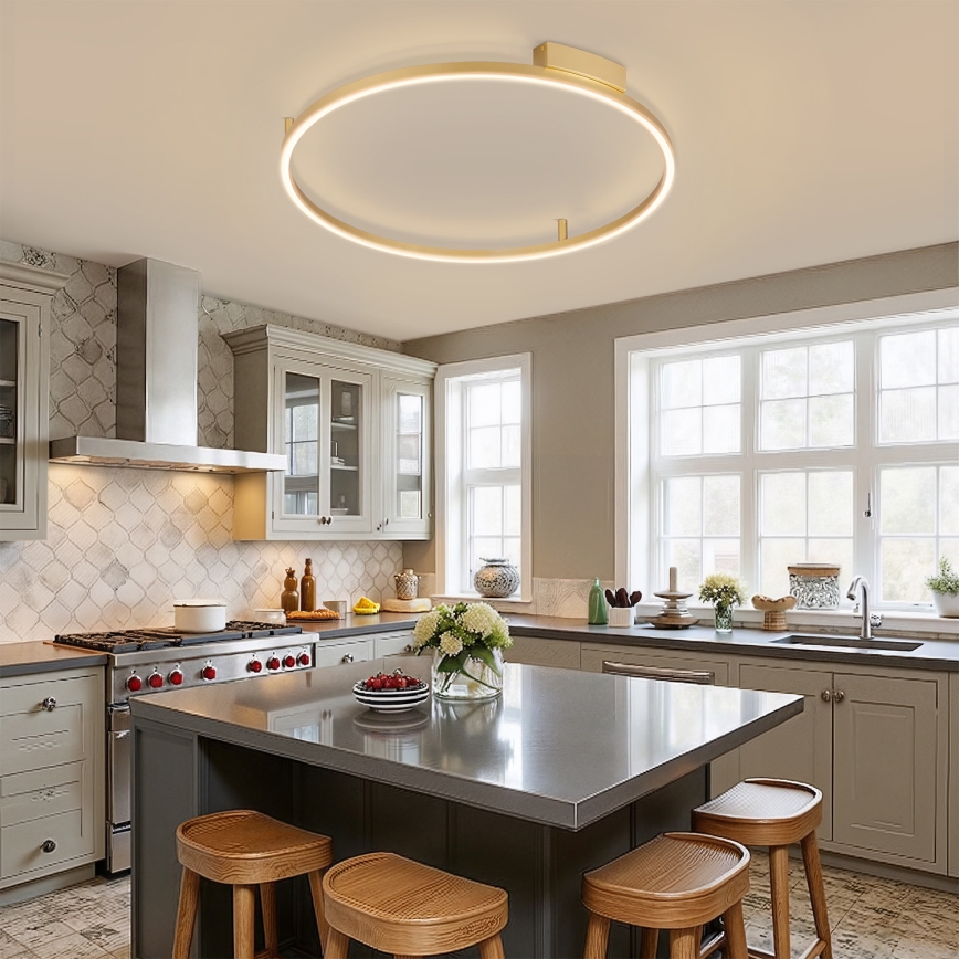 Brilagi - димируем LED таванен плафон PORTOFINO LED/60W/230V 3000-6000K pr. 80 cm златен + дистанционно управление