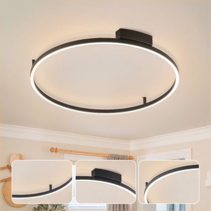 Brilagi - Димируем LED таванен плафон PORTOFINO LED/60W/230V 3000-6000K диаметър 80 см черен + дистанционно управление