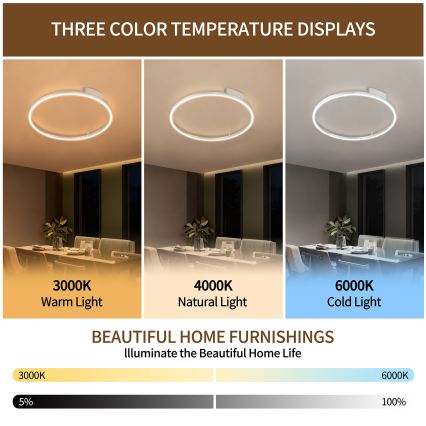 Brilagi - Димируемо LED таванно осветително тяло PORTOFINO LED/60W/230V 3000-6000K диаметър 80 см, в сребрист цвят + дистанционно управление