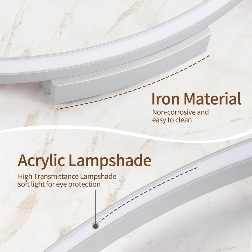 Brilagi - Димируемо LED таванно осветително тяло PORTOFINO LED/60W/230V 3000-6000K диаметър 80 см, в сребрист цвят + дистанционно управление