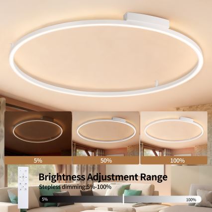 Brilagi - LED димируемо таванно осветително тяло PORTOFINO LED/85W/230V 3000-6000K Ø 120 см бяло + дистанционно управление