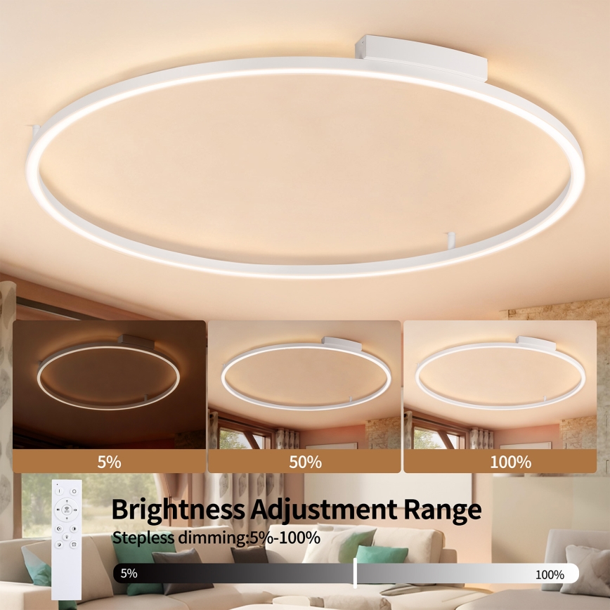 Brilagi - LED димируемо таванно осветително тяло PORTOFINO LED/85W/230V 3000-6000K Ø 120 см бяло + дистанционно управление