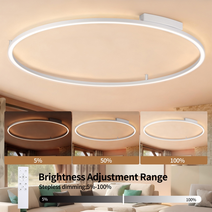 Brilagi - Димируемо таванно осветително тяло PORTOFINO LED/85W/230V 3000-6000K Ø 120 см, сребристо + дистанционно управление
