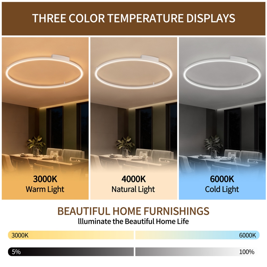 Brilagi - Димируемо LED таванно осветително тяло PORTOFINO LED/85W/230V 3000-6000K, диаметър 120 см, бяло + дистанционно управление