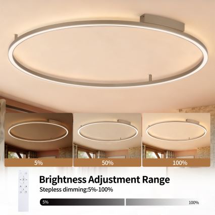 Brilagi - Димируемо LED таванно осветително тяло PORTOFINO LED/85W/230V 3000-6000K диаметър 120 см бежово + дистанционно управление
