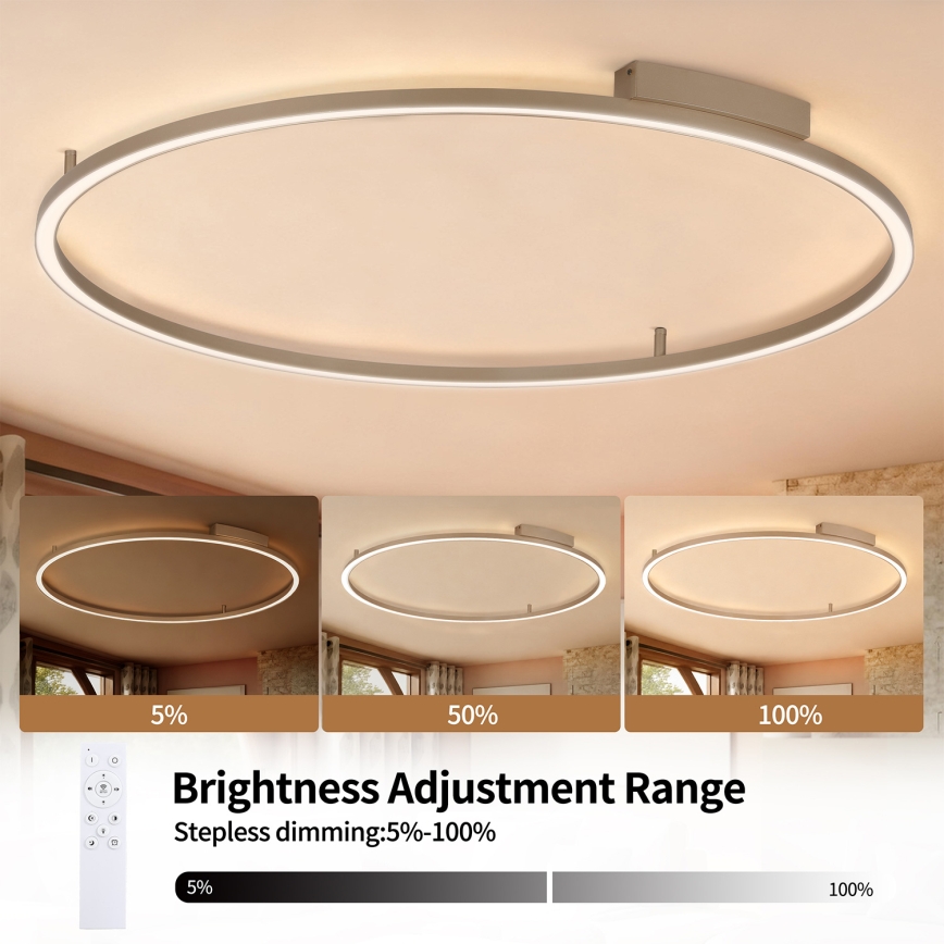 Brilagi - Димируемо LED таванно осветително тяло PORTOFINO LED/85W/230V 3000-6000K диаметър 120 см бежово + дистанционно управление