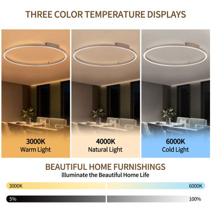 Brilagi - Димируемо LED таванно осветително тяло PORTOFINO LED/85W/230V 3000-6000K диаметър 120 см бежово + дистанционно управление