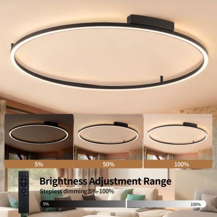 Brilagi - LED Димируемо таванно осветително тяло PORTOFINO LED/85W/230V 3000-6000K Ø 120 cm черно + дистанционно управление