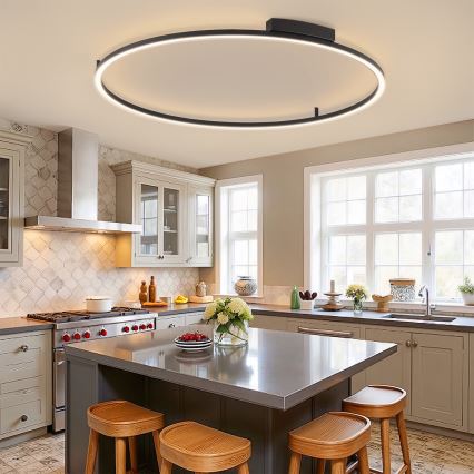 Brilagi - LED Димируемо таванно осветително тяло PORTOFINO LED/85W/230V 3000-6000K Ø 120 cm черно + дистанционно управление