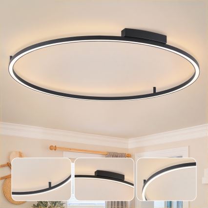 Brilagi - LED Димируемо таванно осветително тяло PORTOFINO LED/85W/230V 3000-6000K Ø 120 cm черно + дистанционно управление