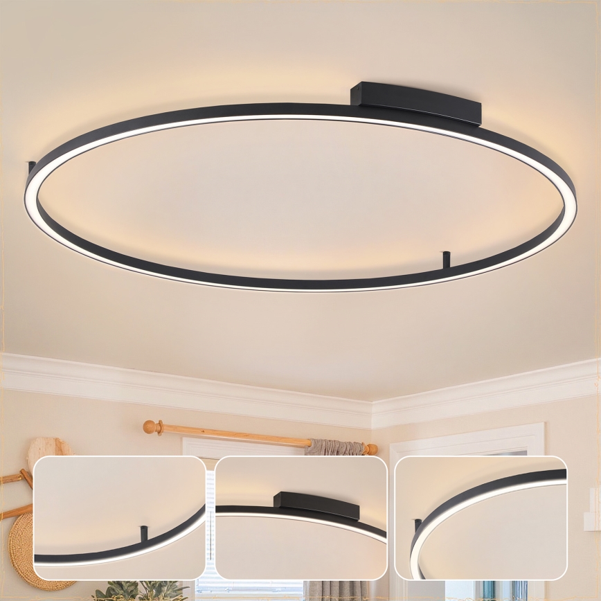 Brilagi - LED Димируемо таванно осветително тяло PORTOFINO LED/85W/230V 3000-6000K Ø 120 cm черно + дистанционно управление