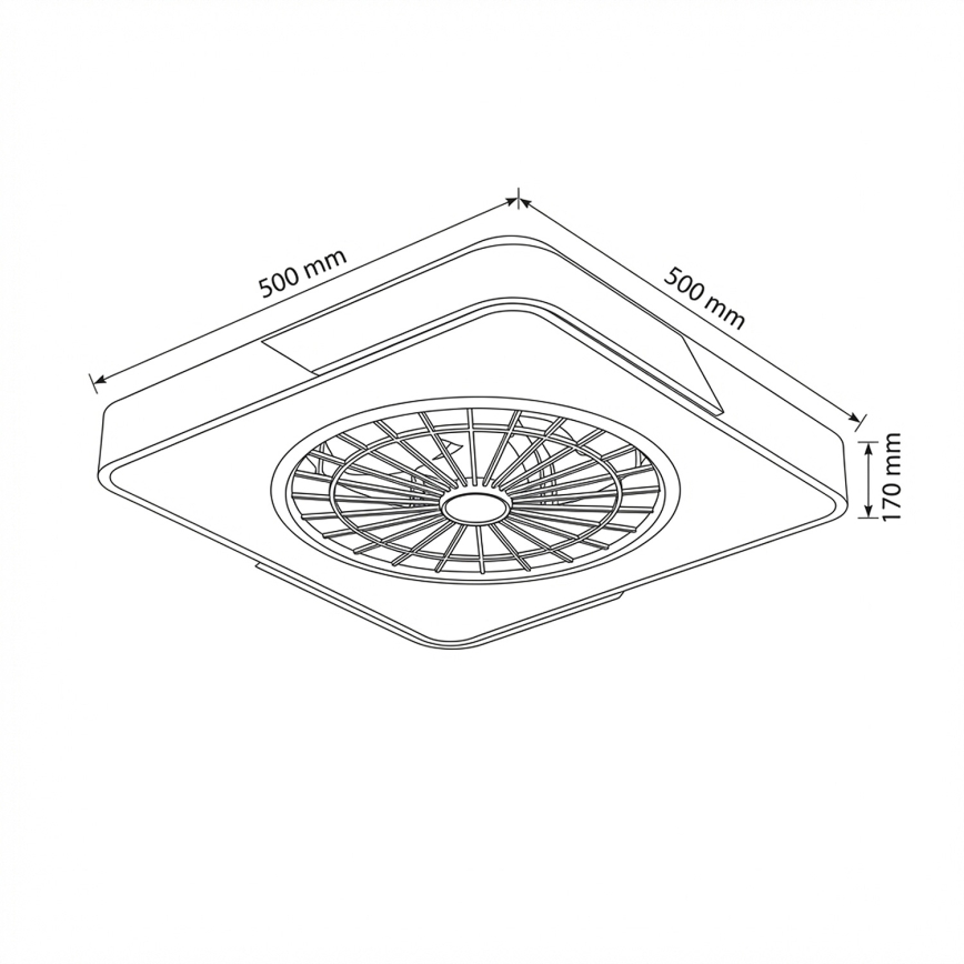 Brilagi - LED димируемо таванно осветително тяло с вентилатор LED/38W/230V 3000-6500K 50x50 cm бяло/дъб + дистанционно управление