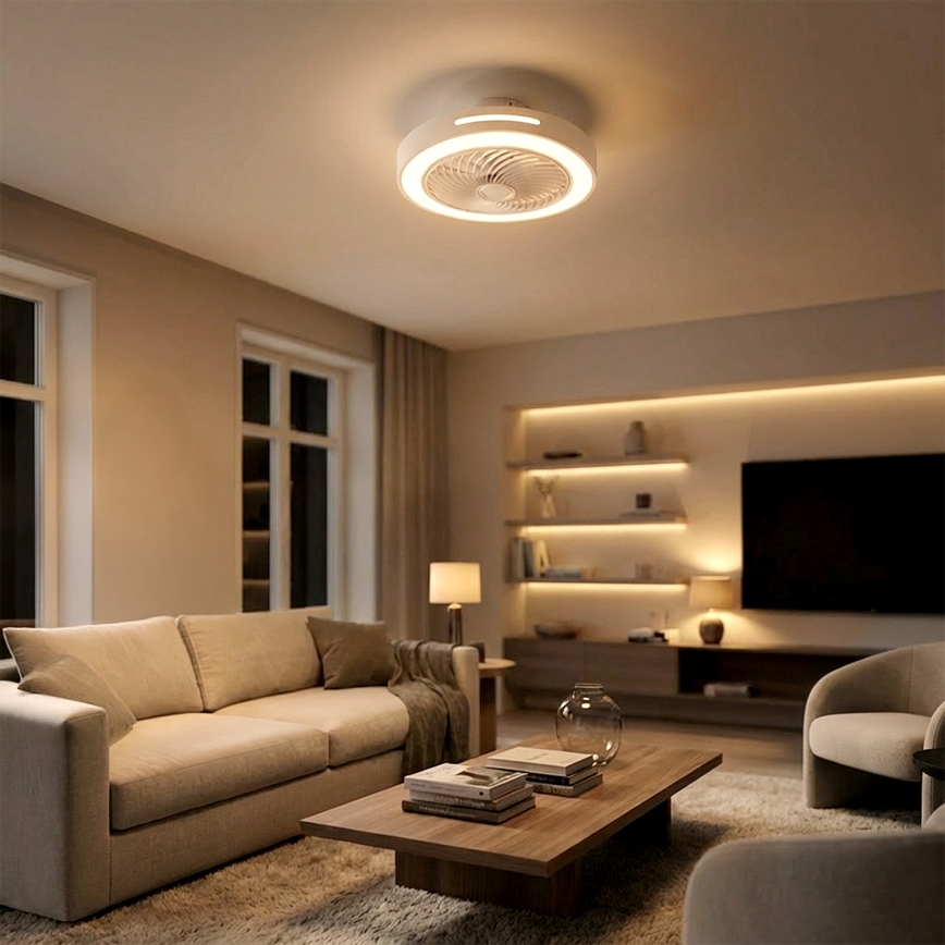 Brilagi - LED димируема таванна лампа с вентилатор LED/38W/230V 3000-6500K 3000-6500K Ø 46 см бяла + дистанционно управление