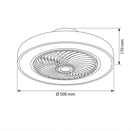 Brilagi - Димируемо таванно LED осветително тяло с вентилатор, LED/38W/230V, 3000-6500K, Ø 50 см, сиво + дистанционно управление