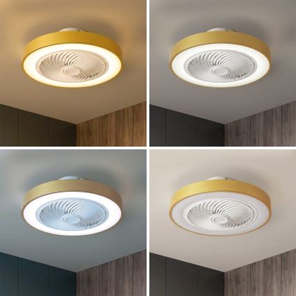 Brilagi - димируемо LED таванно осветително тяло с вентилатор LED/38W/230V 3000-6500K 3000-6500K Ø 50 см златно + дистанционно управление