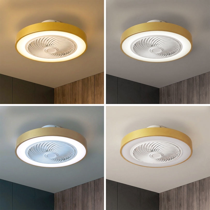Brilagi - димируемо LED таванно осветително тяло с вентилатор LED/38W/230V 3000-6500K 3000-6500K Ø 50 см златно + дистанционно управление
