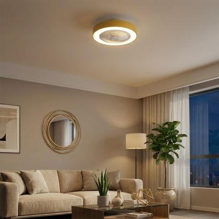 Brilagi - димируемо LED таванно осветително тяло с вентилатор LED/38W/230V 3000-6500K 3000-6500K Ø 50 см златно + дистанционно управление