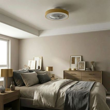 Brilagi - димируемо LED таванно осветително тяло с вентилатор LED/38W/230V 3000-6500K 3000-6500K Ø 50 см златно + дистанционно управление