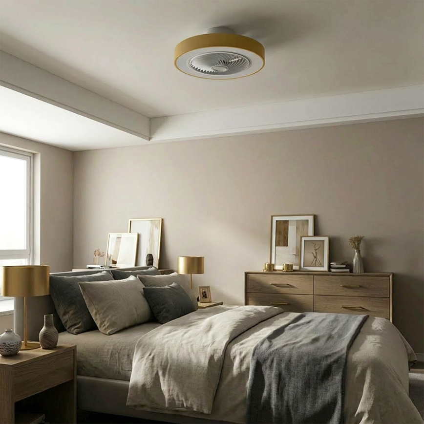 Brilagi - димируемо LED таванно осветително тяло с вентилатор LED/38W/230V 3000-6500K 3000-6500K Ø 50 см златно + дистанционно управление