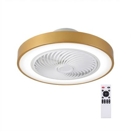 Brilagi - димируемо LED таванно осветително тяло с вентилатор LED/38W/230V 3000-6500K 3000-6500K Ø 50 см златно + дистанционно управление