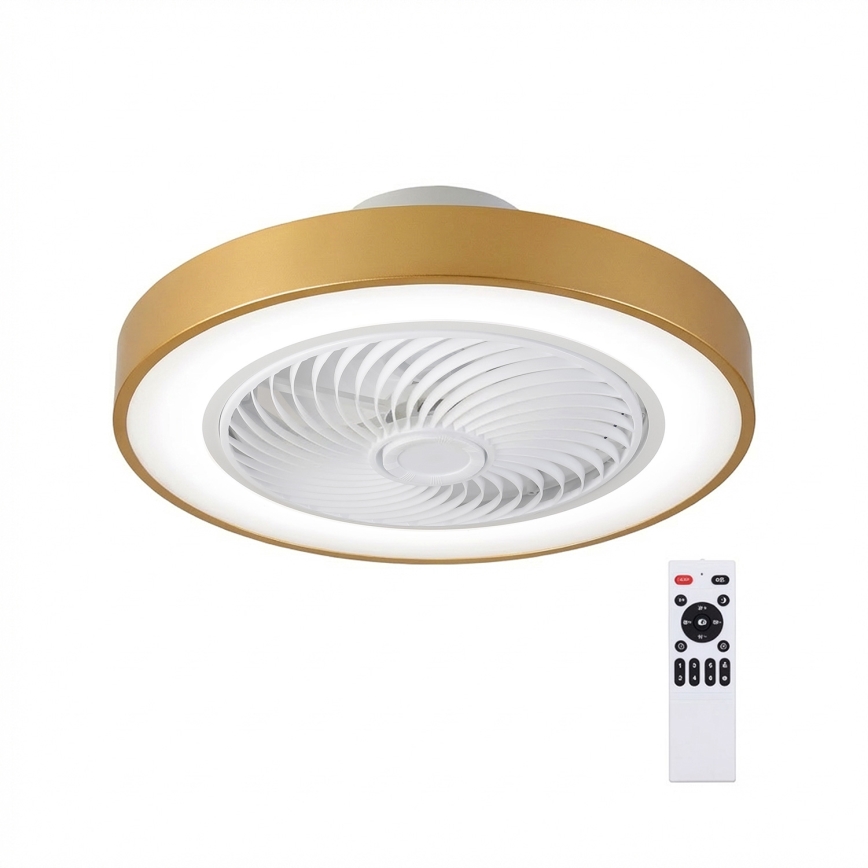 Brilagi - димируемо LED таванно осветително тяло с вентилатор LED/38W/230V 3000-6500K 3000-6500K Ø 50 см златно + дистанционно управление