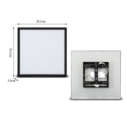 Brilagi - Димируемо LED осветително тяло SLIMFRAME LED/25W/230V 30x30 cm 3000-6000K черно + дистанционно управление
