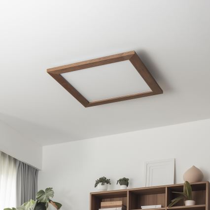 Brilagi - димируемо LED таванно осветително тяло SLIMFRAME WOOD LED/36W/230V 49,5x49,5 см 3000-6000K тъмно кафяво + дистанционно управление