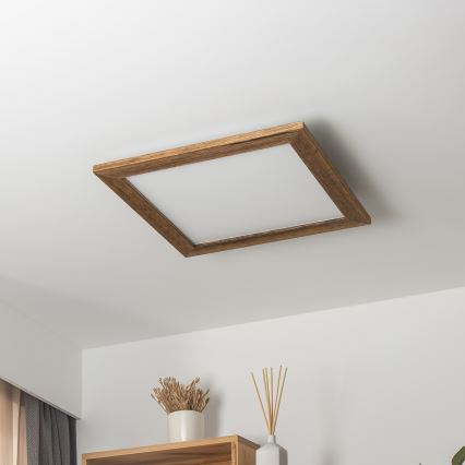 Brilagi - димируемо LED таванно осветително тяло SLIMFRAME WOOD LED/36W/230V 49,5x49,5 cm 3000-6000K кафяво + дистанционно управление