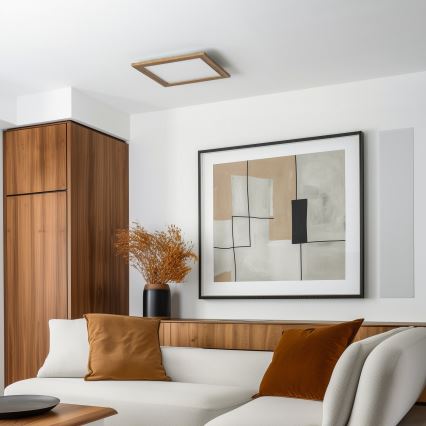 Brilagi - димируемо LED таванно осветително тяло SLIMFRAME WOOD LED/36W/230V 49,5x49,5 cm 3000-6000K кафяво + дистанционно управление