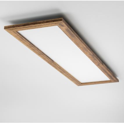 Brilagi - LED димируемо таванно осветително тяло SLIMFRAME WOOD LED/58W/230V 124x33,7 cm 3000-6000K кафяво + дистанционно управление