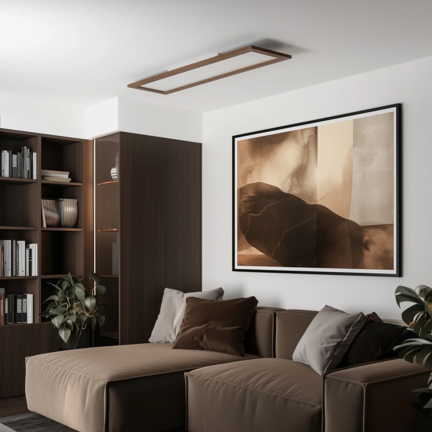 Brilagi - димируемо LED таванно осветително тяло SLIMFRAME WOOD LED/58W/230V 124x34 см 3000-6000K тъмно кафяво + дистанционно управление