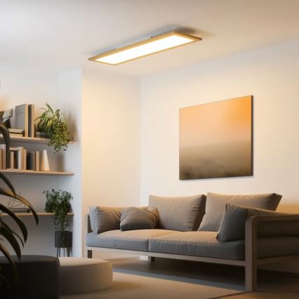 Brilagi - Димируемо таванно осветително тяло SLIMFRAME WOOD LED/58W/230V 124x34 см 3000-6000K кафяво + дистанционно управление