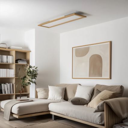 Brilagi - Димируемо таванно осветително тяло SLIMFRAME WOOD LED/58W/230V 124x34 см 3000-6000K кафяво + дистанционно управление