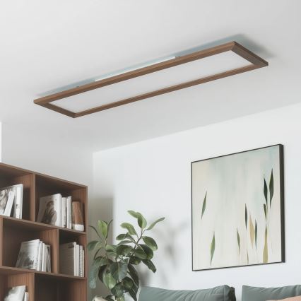 Brilagi - LED димируемо таванно осветително тяло SLIMFRAME WOOD LED/58W/230V 124x34 cm 3000-6000K тъмнокафяво + дистанционно управление