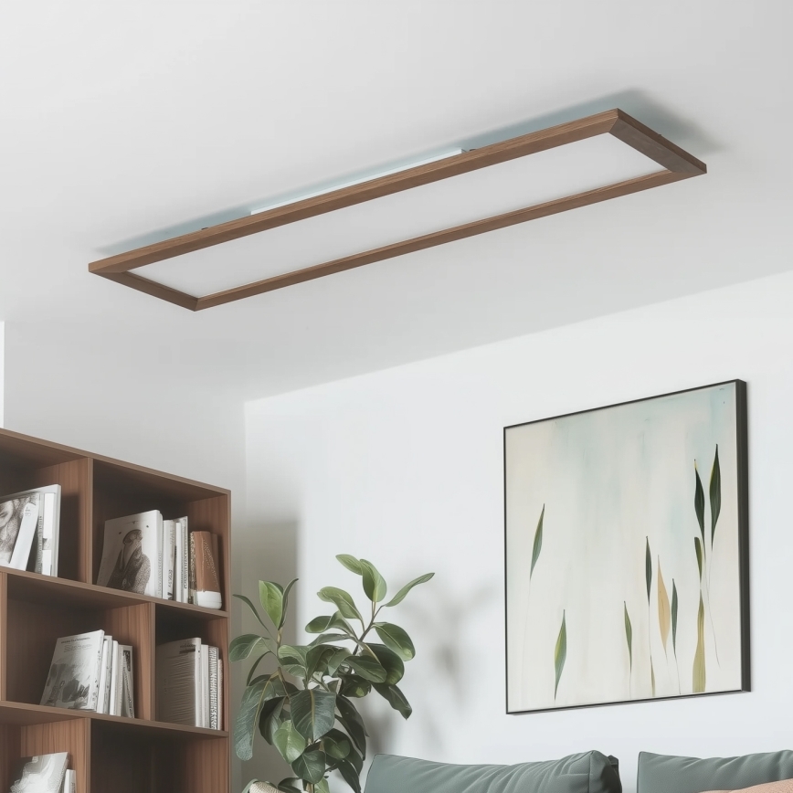 Brilagi - LED димируемо таванно осветително тяло SLIMFRAME WOOD LED/58W/230V 124x34 cm 3000-6000K тъмнокафяво + дистанционно управление
