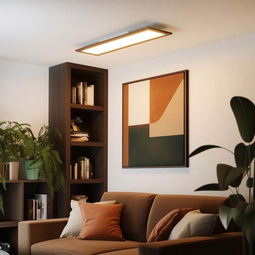 Brilagi - LED димируемо таванно осветително тяло SLIMFRAME WOOD LED/58W/230V 124x34 cm 3000-6000K тъмнокафяво + дистанционно управление