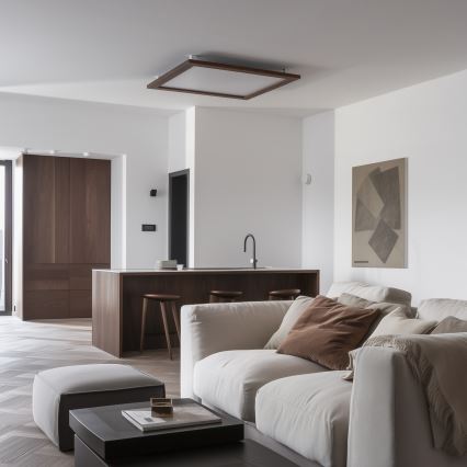 Brilagi - Регулируемо LED таванно осветително тяло SLIMFRAME WOOD LED/58W/230V 64x64 cm 3000-6000K тъмнокафяв + дистанционно управление